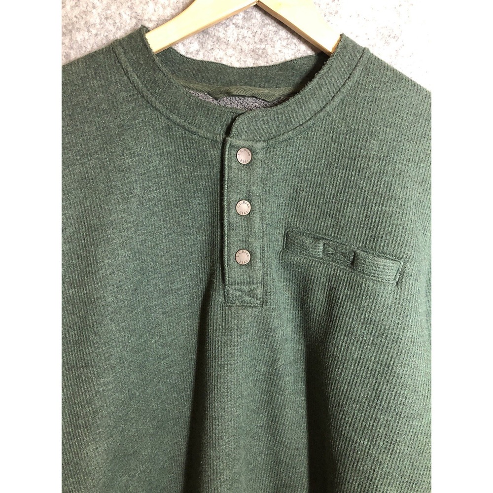 L.L. Bean Shirt Mens Large Green Kahtadin Iron Works Double Layer Thermal Henley